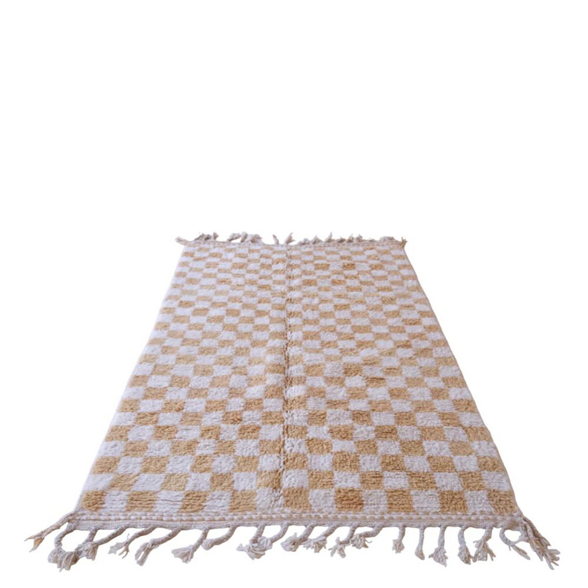 Checkered Berber Wool Rug 164 x 251 cm - Nude