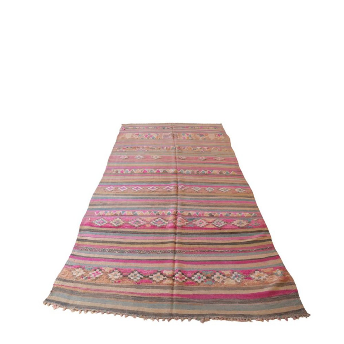 Moroccan Kilim Berber Wool Rug 155 x 363 cm - Pink
