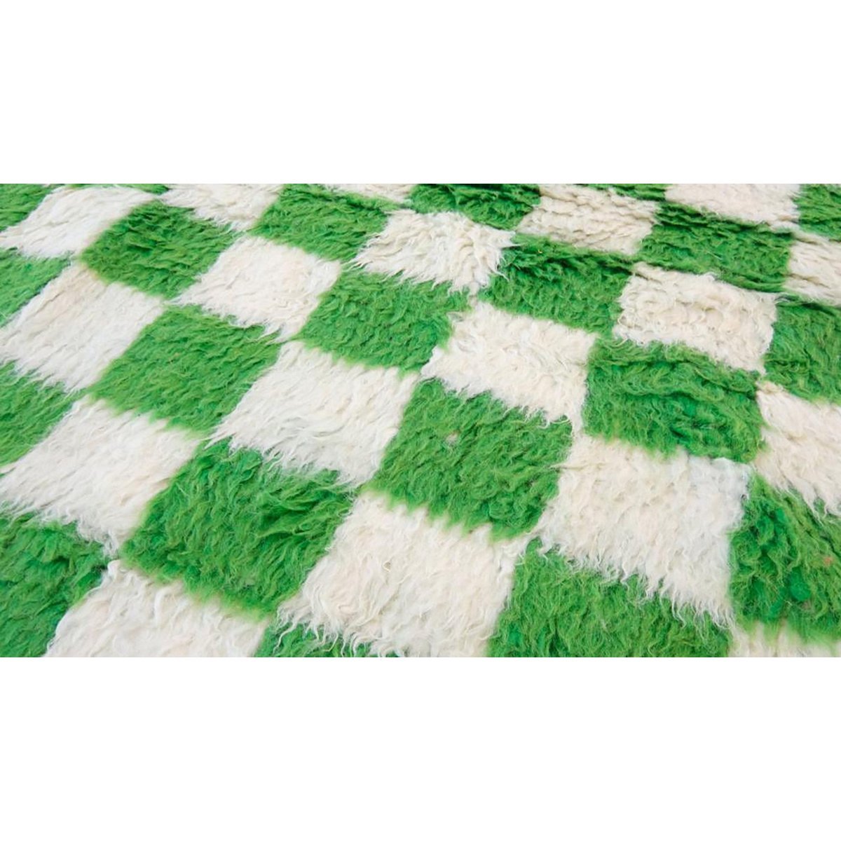 Checkered Berber Wool Rug 161 x 241 cm - Green