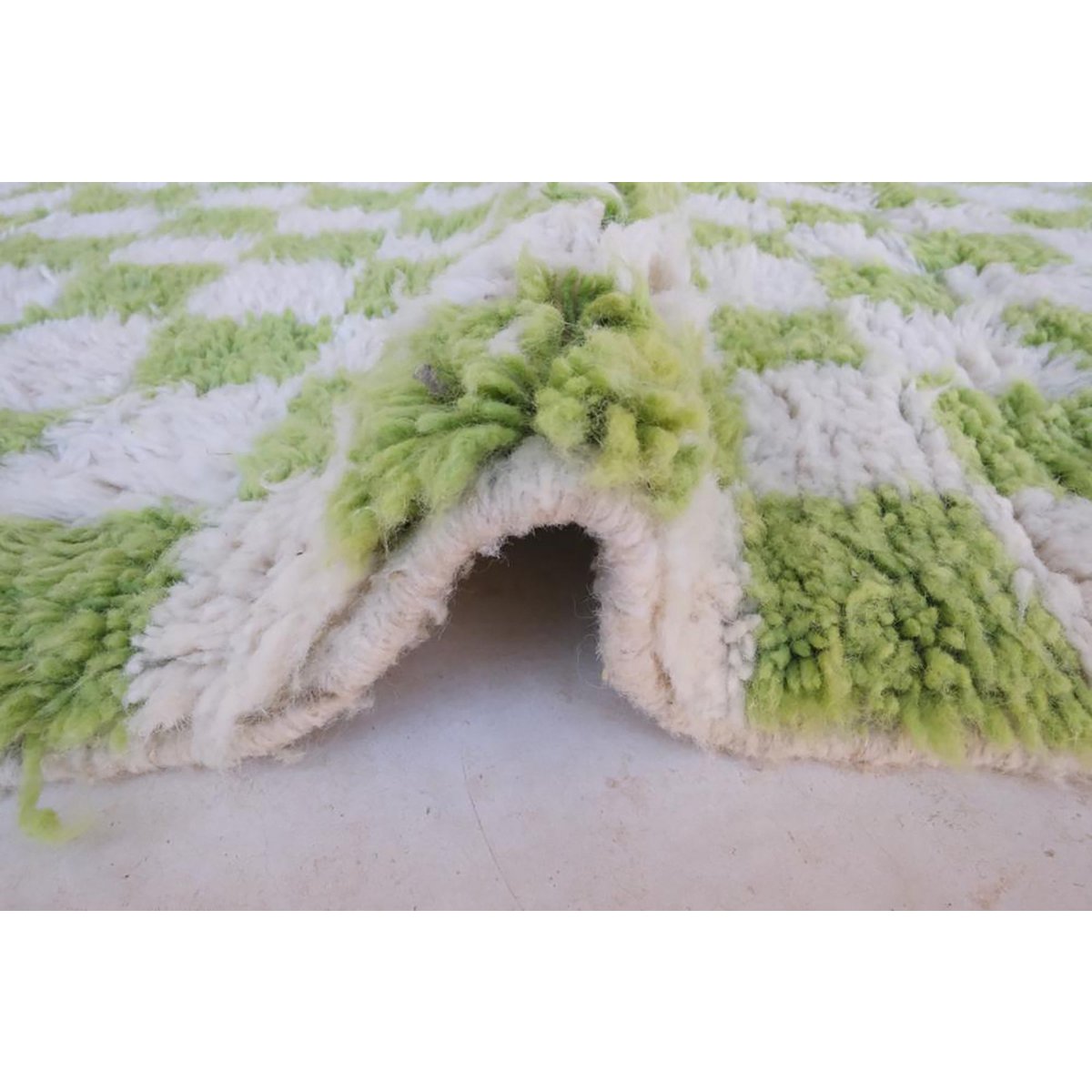Checkered Berber Wool Rug 153 x 244 cm - Green