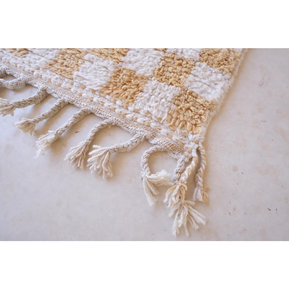 Checkered Berber Wool Rug 164 x 251 cm - Nude
