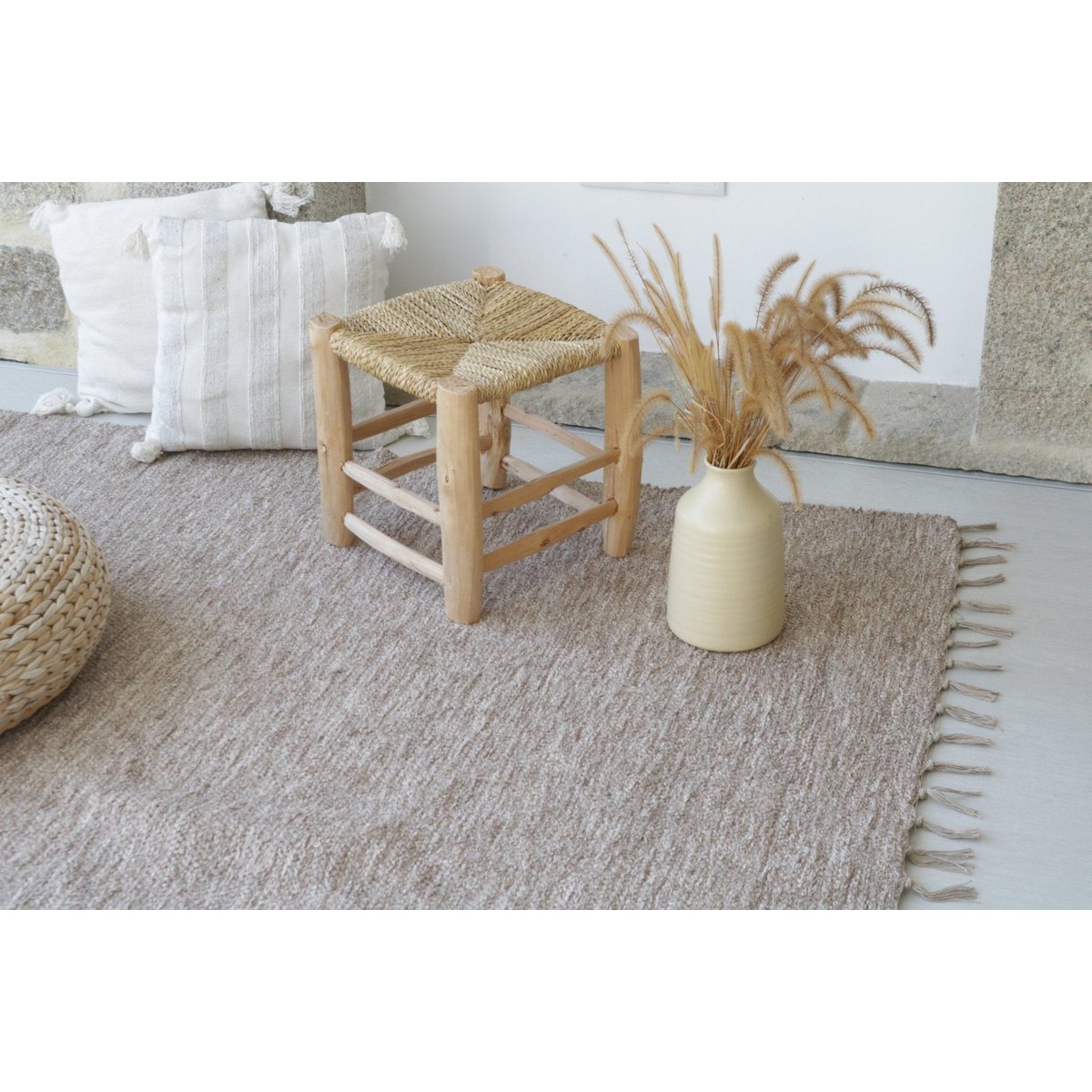 Hand-woven Rug made from Recycled Cotton 170cm x 240cm - Gr-eige