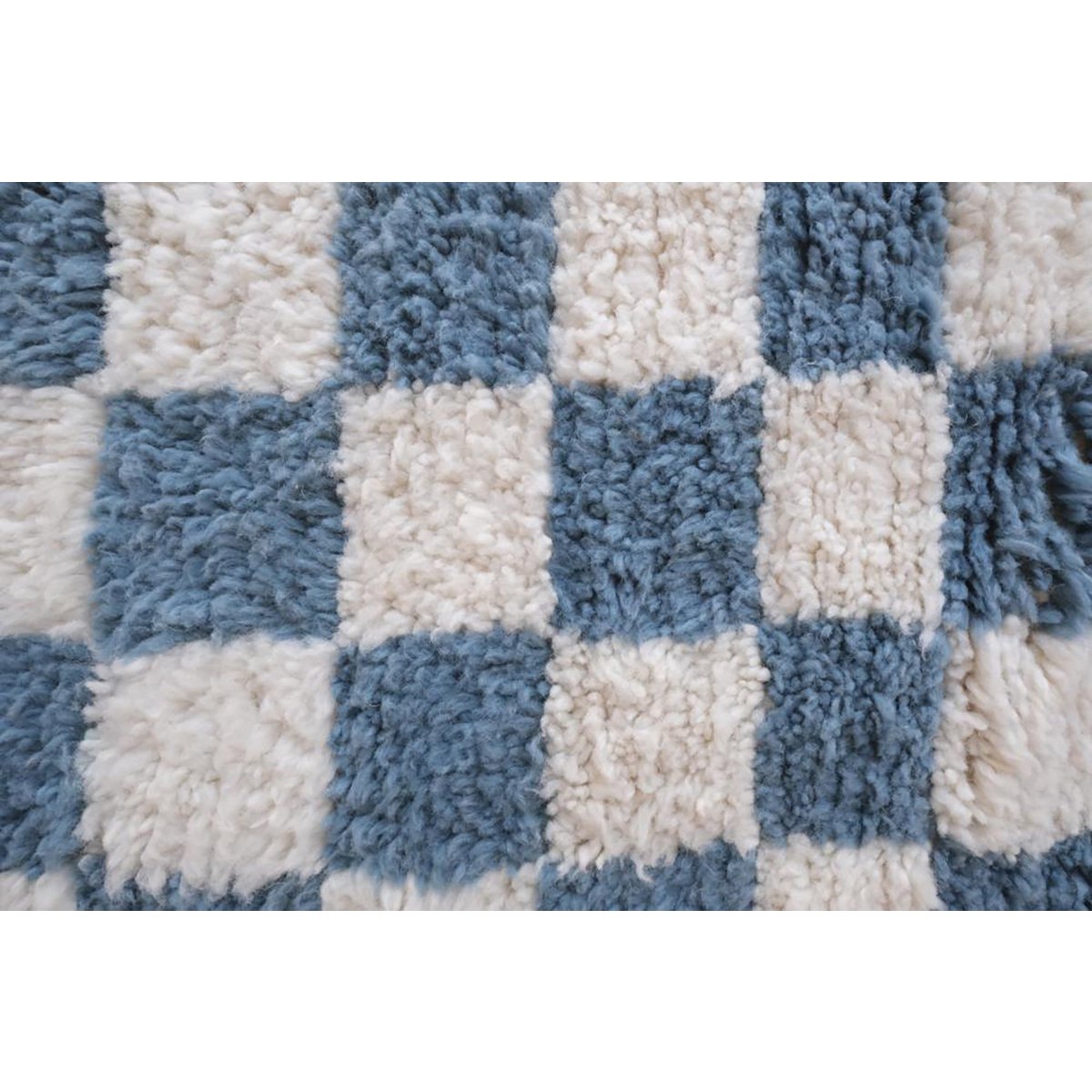 Checkered Berber Wool Rug 156 x 240 cm - Blue