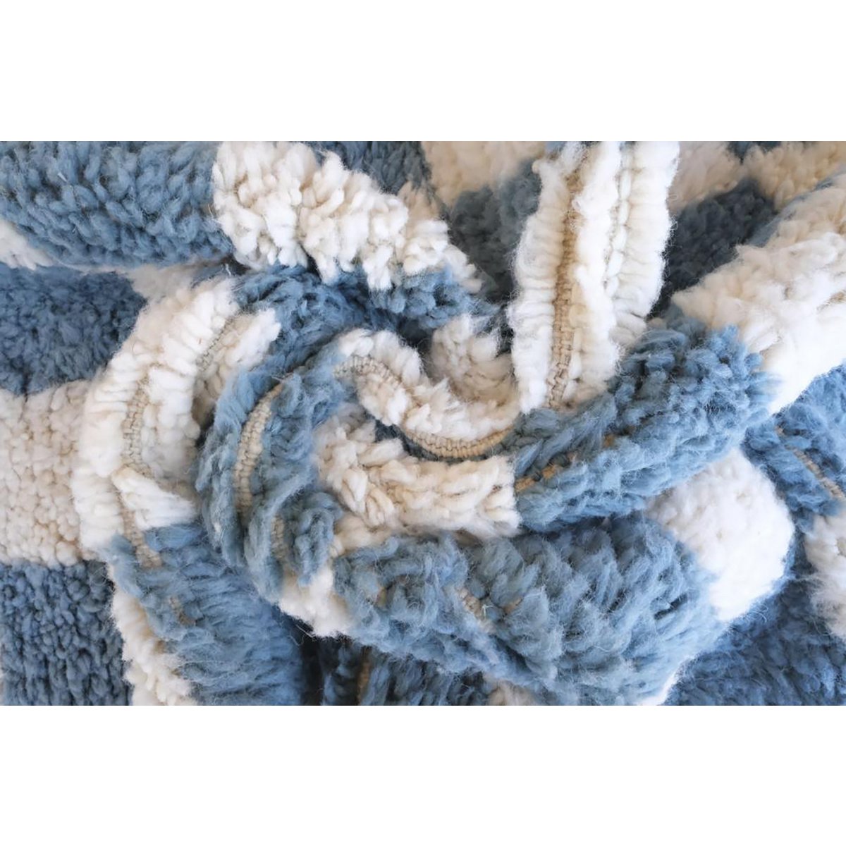 Checkered Berber Wool Rug 156 x 240 cm - Blue