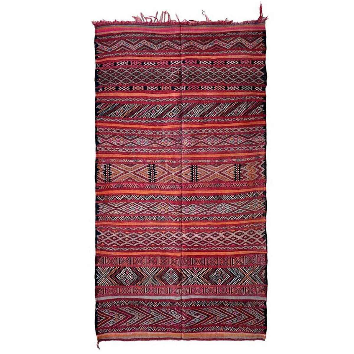 Moroccan Kilim Berber Wool Rug 150 x 285 cm - Red