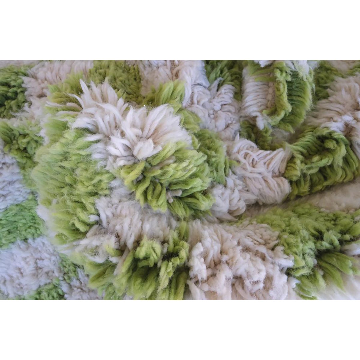 Checkered Berber Wool Rug 153 x 244 cm - Green