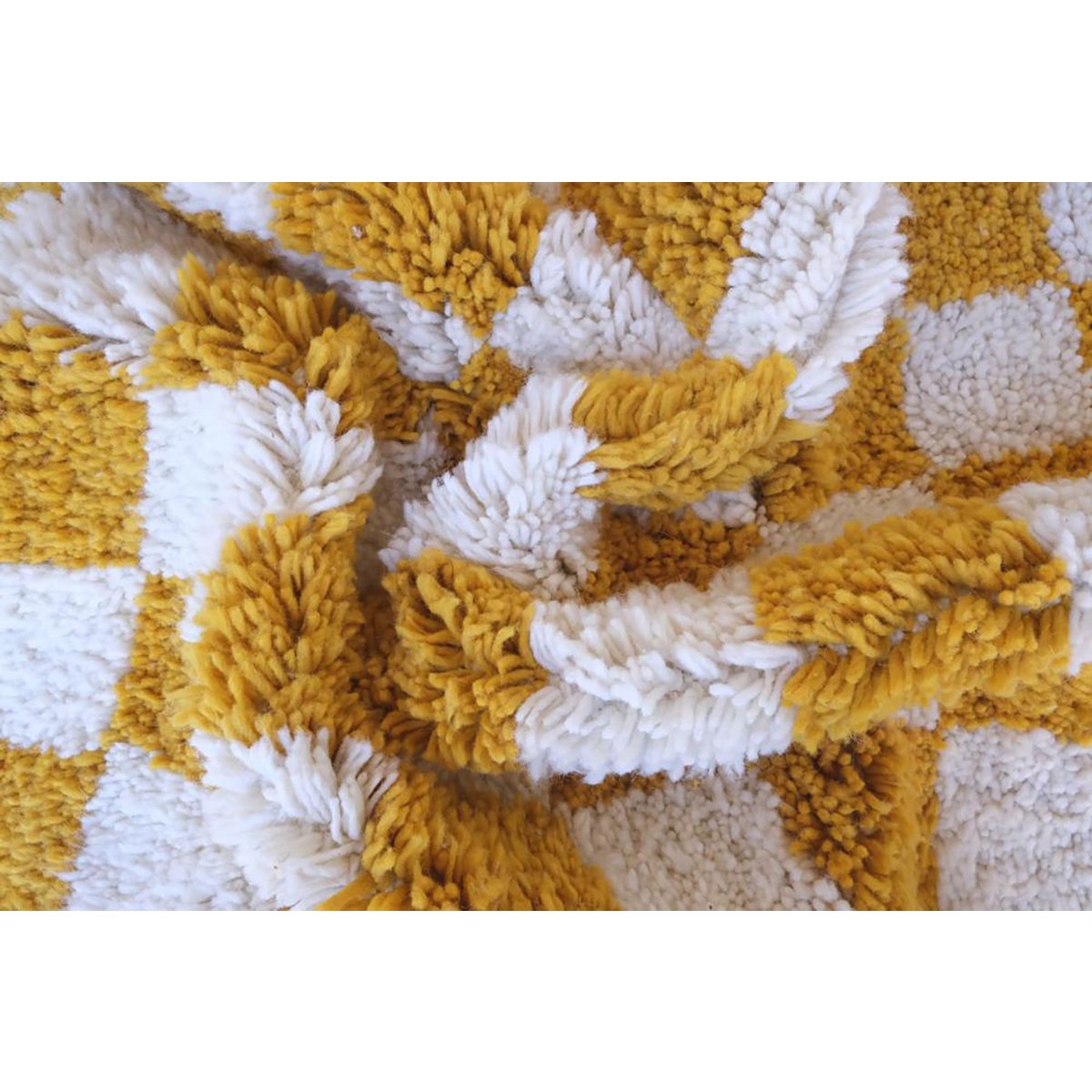 Checkered Berber Wool Rug 156 x 234 cm - Ochre