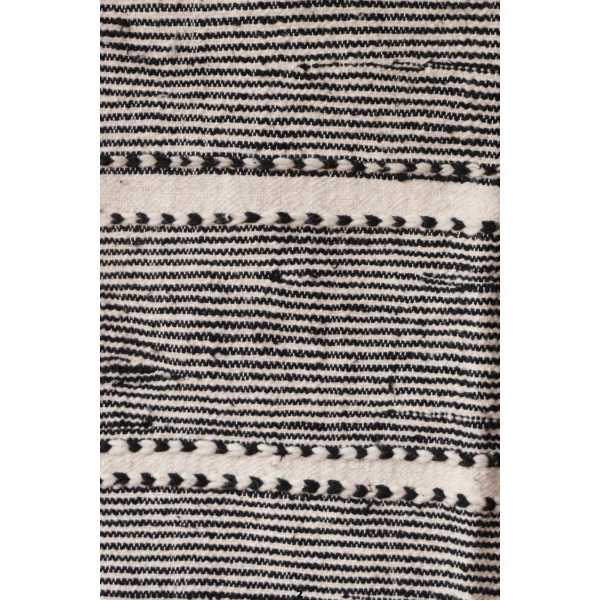 Moroccan Berber Wool Rug 102 x 144 cm - Black & White Stripes