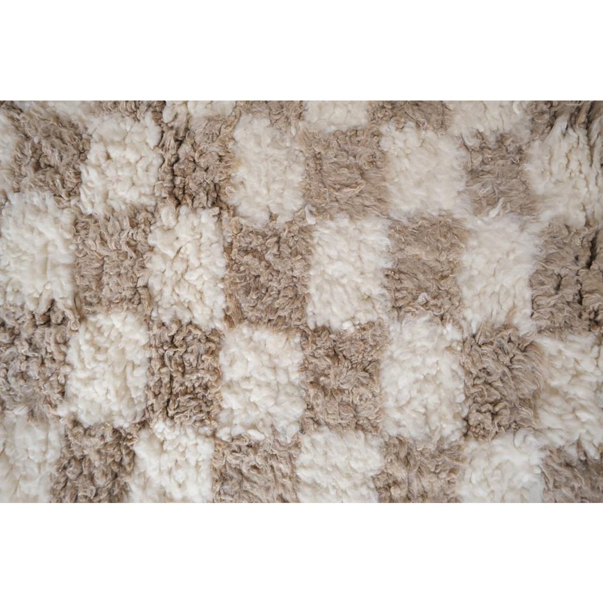 Checkered Berber Wool Rug 110 x 146 cm - Beige