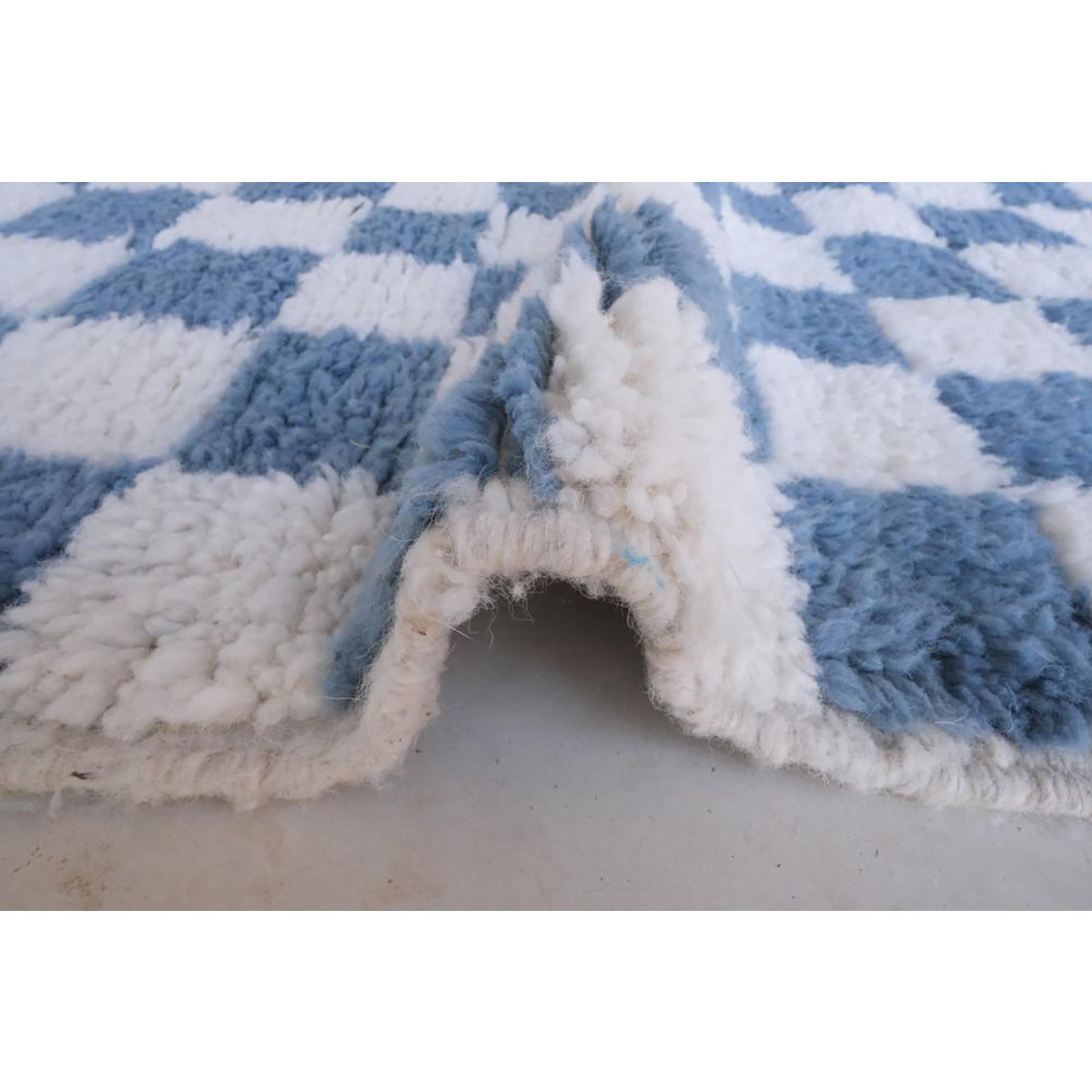 Checkered Berber Wool Rug 156 x 240 cm - Blue