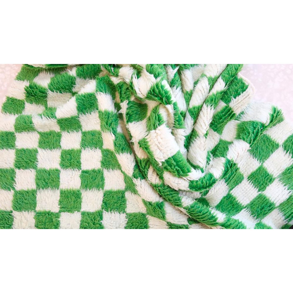 Checkered Berber Wool Rug 161 x 241 cm - Green
