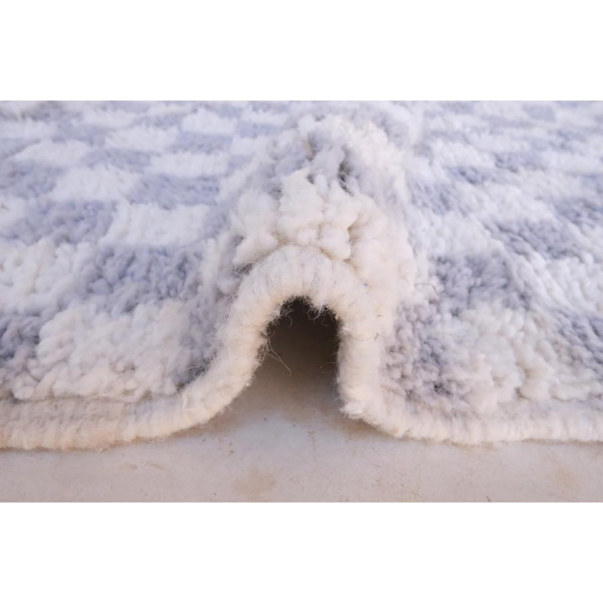 Checkered Berber Wool Rug 160 x 240 cm - Gray