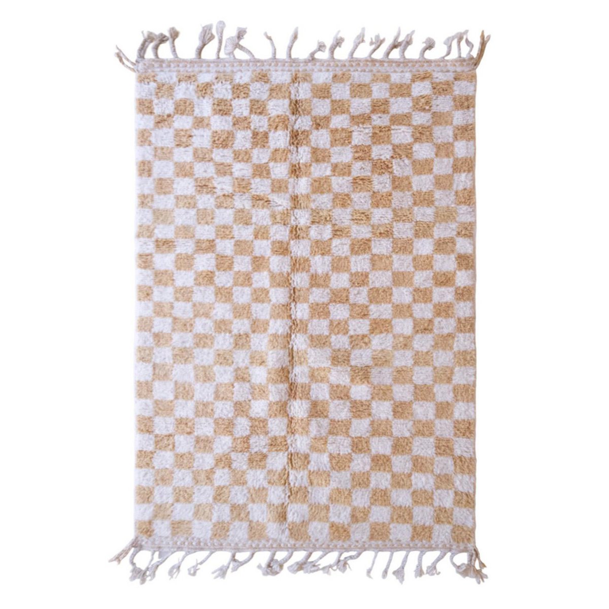 Checkered Berber Wool Rug 164 x 251 cm - Nude