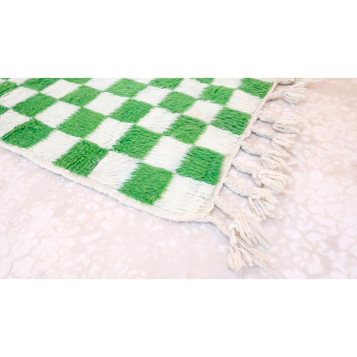 Checkered Berber Wool Rug 161 x 241 cm - Green
