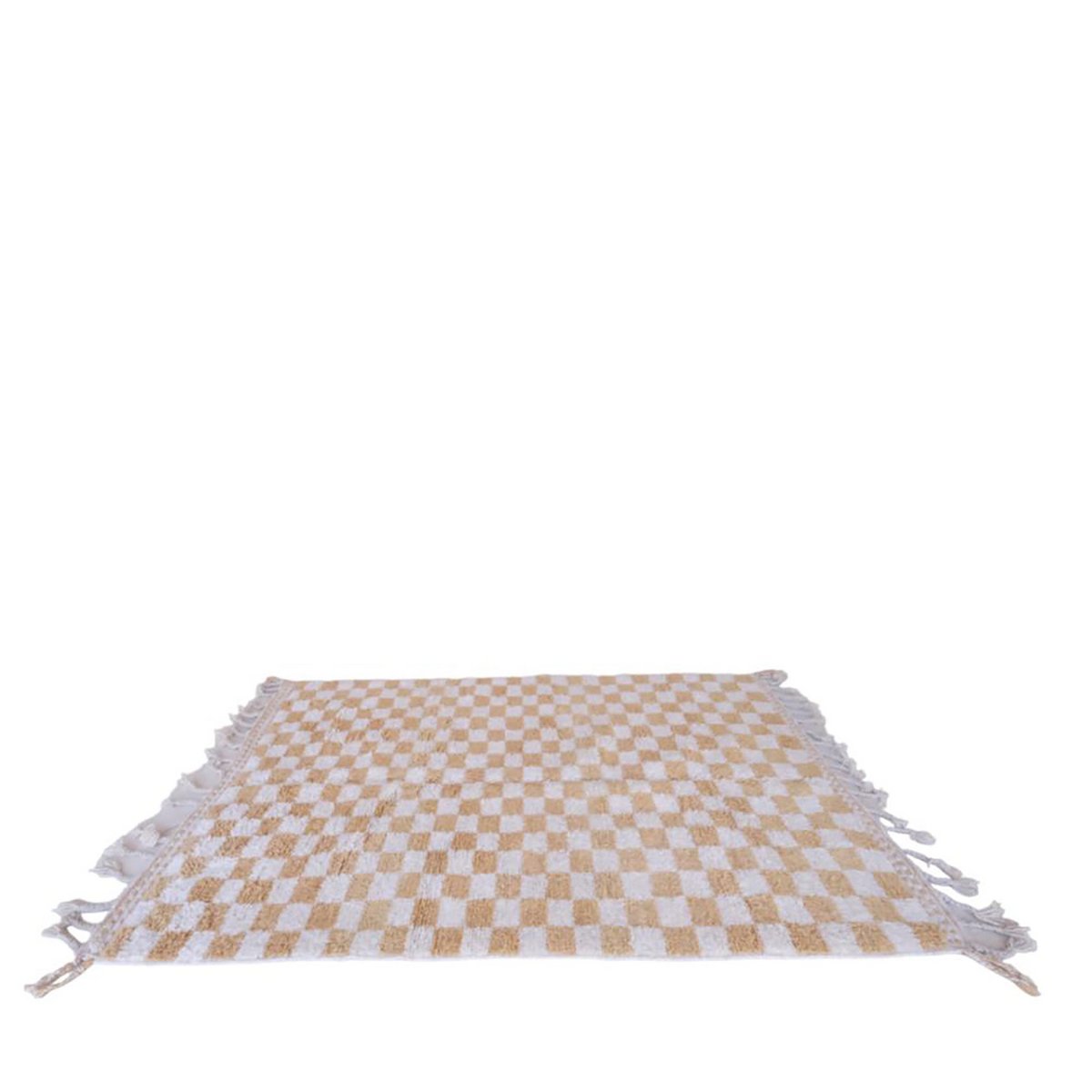 Checkered Berber Wool Rug 164 x 251 cm - Nude