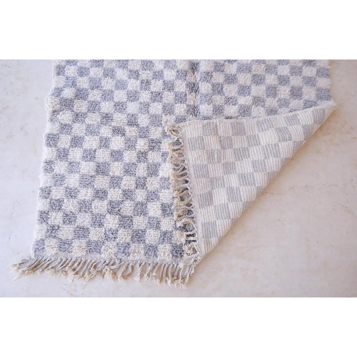 Checkered Berber Wool Rug 160 x 240 cm - Gray