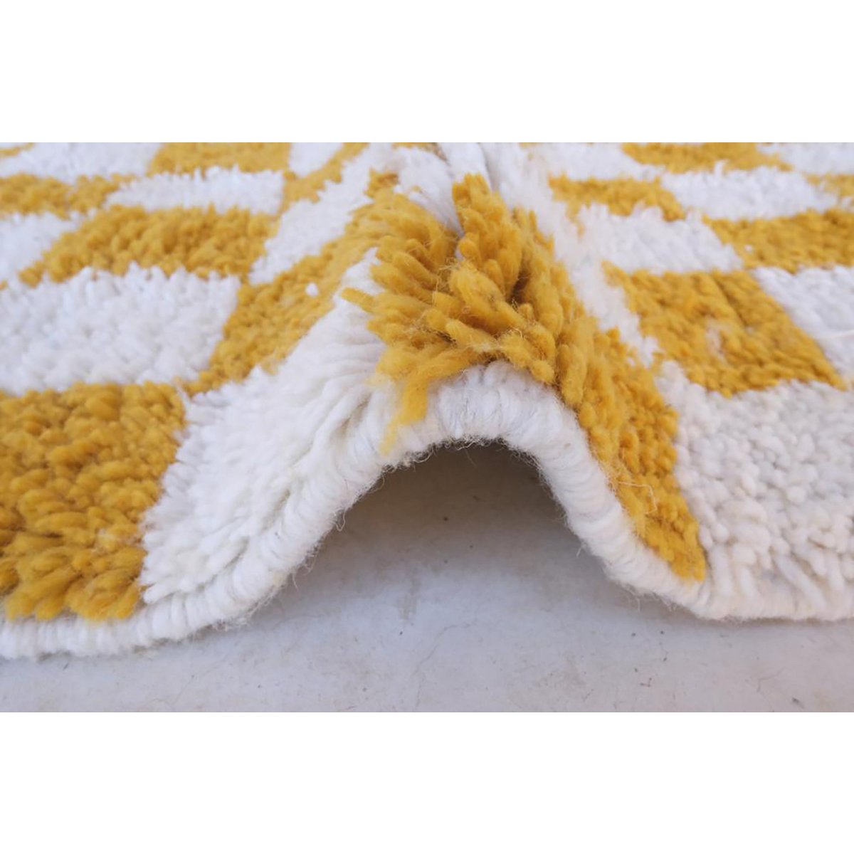 Checkered Berber Wool Rug 156 x 234 cm - Ochre