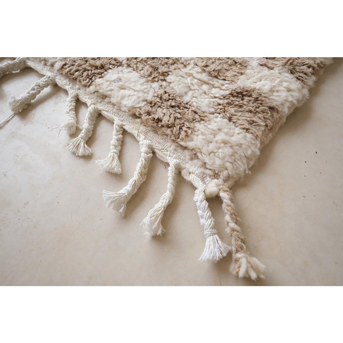 Checkered Berber Wool Rug 110 x 146 cm - Beige