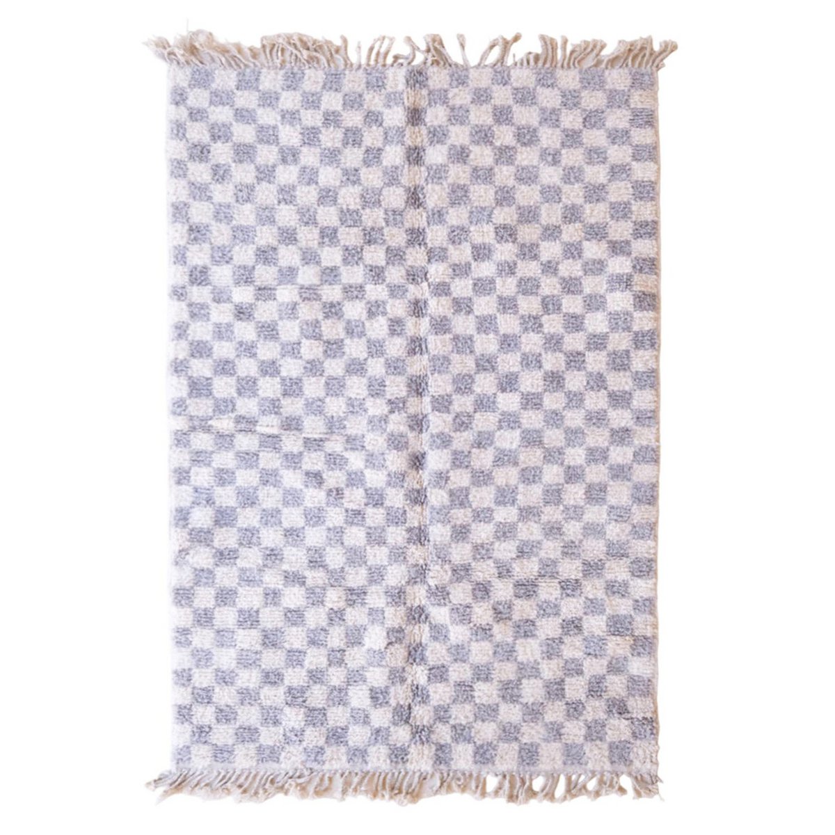 Checkered Berber Wool Rug 160 x 240 cm - Gray