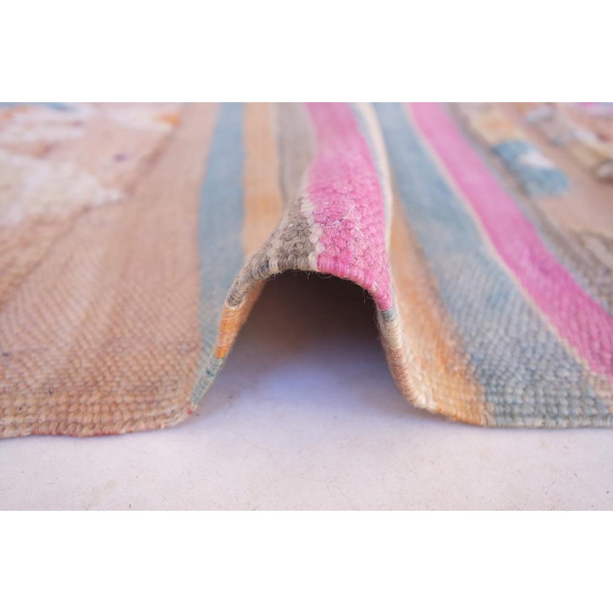 Moroccan Kilim Berber Wool Rug 155 x 363 cm - Pink