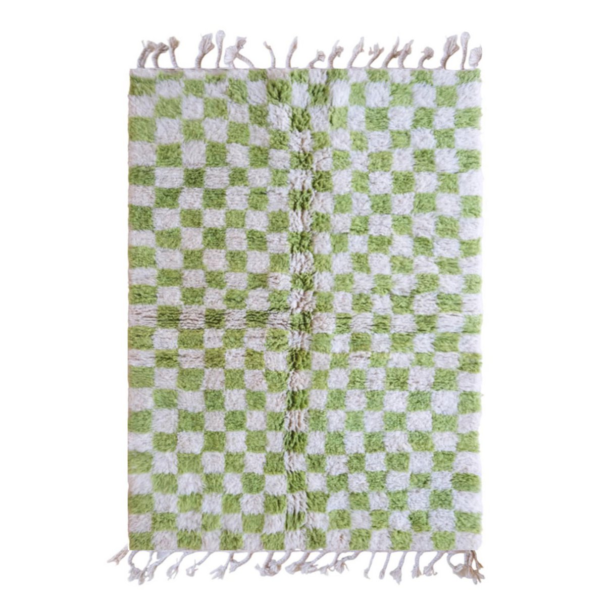 Checkered Berber Wool Rug 153 x 244 cm - Green
