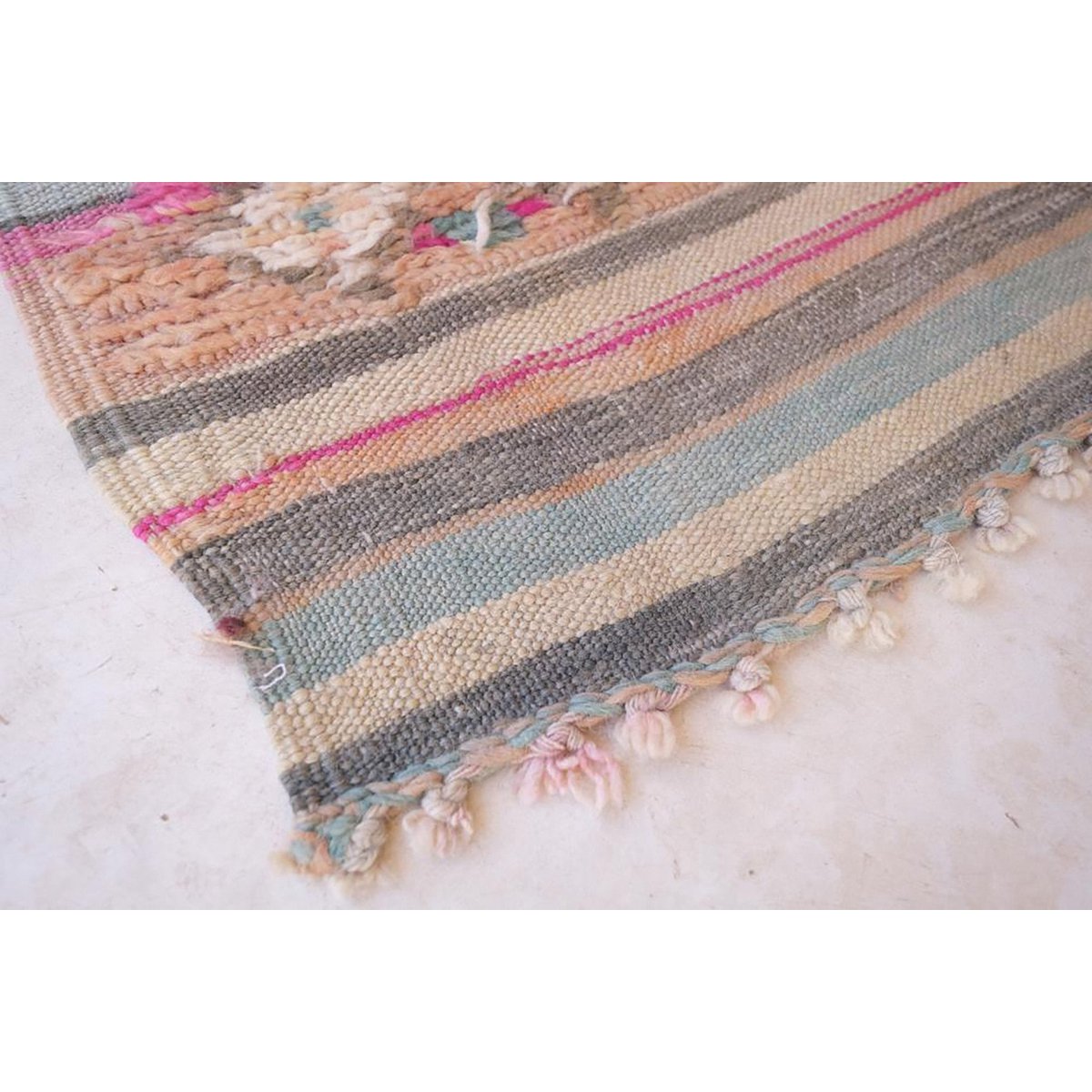 Moroccan Kilim Berber Wool Rug 155 x 363 cm - Pink