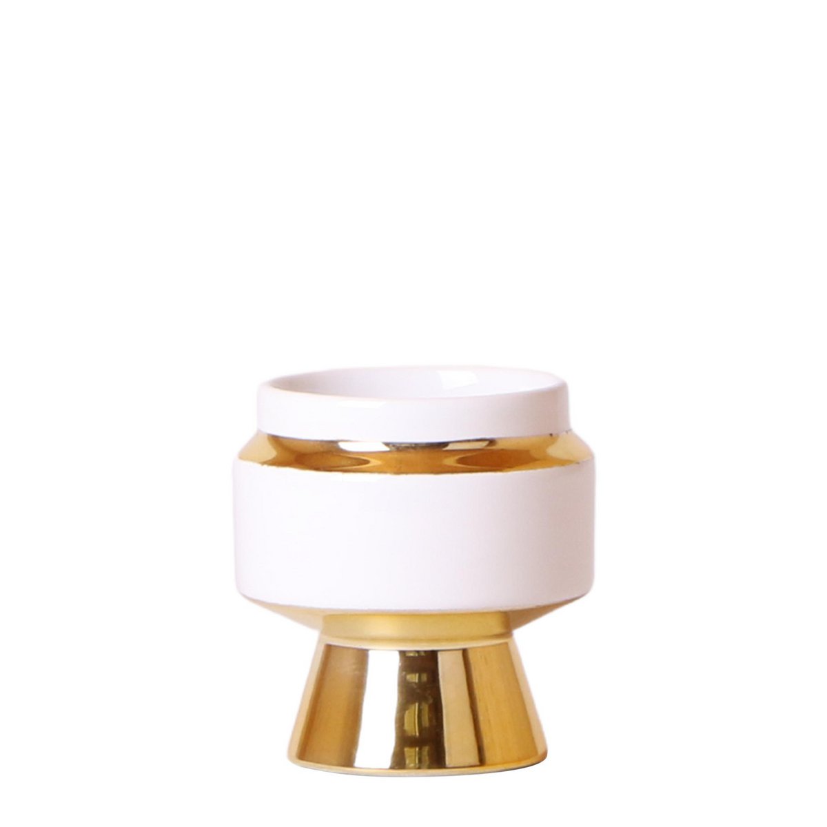 Hummingbird Home | Le Chic Ceramic Plant Pot - White with gold
