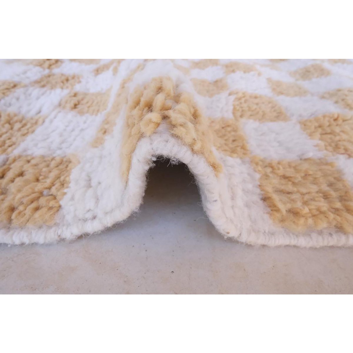 Checkered Berber Wool Rug 164 x 251 cm - Nude