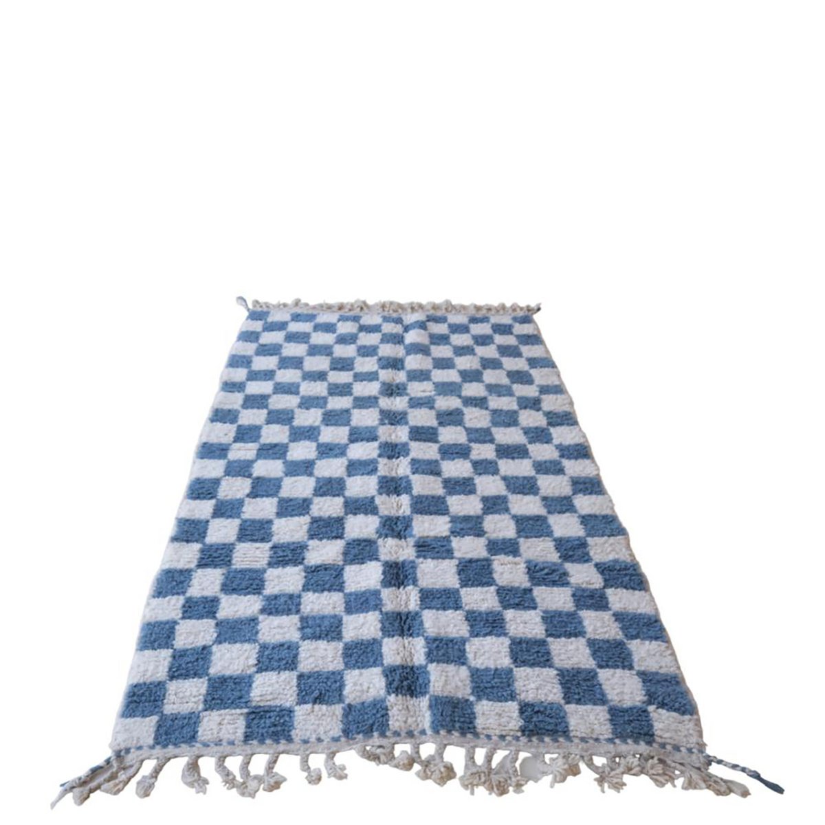 Checkered Berber Wool Rug 156 x 240 cm - Blue