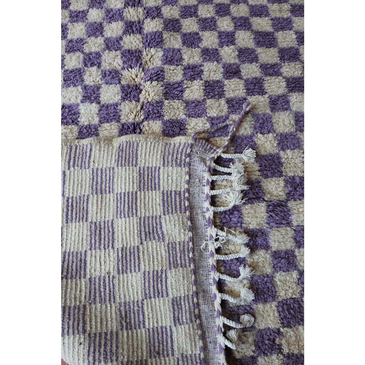 Checkered Berber Wool Rug 175 x 268 cm - Lilac