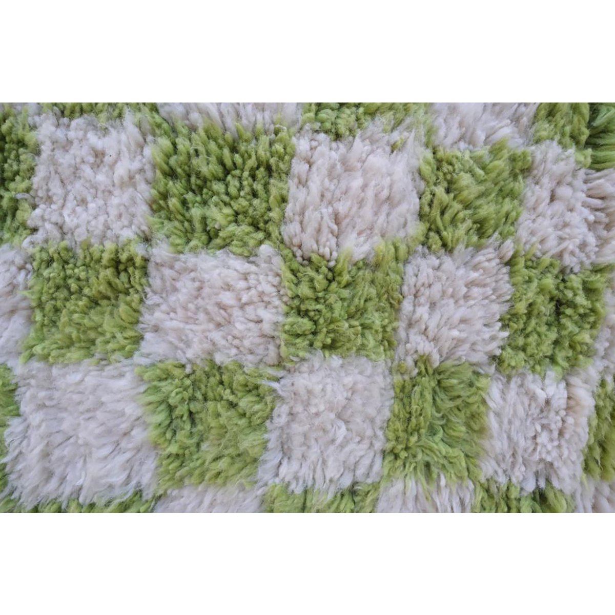 Checkered Berber Wool Rug 153 x 244 cm - Green