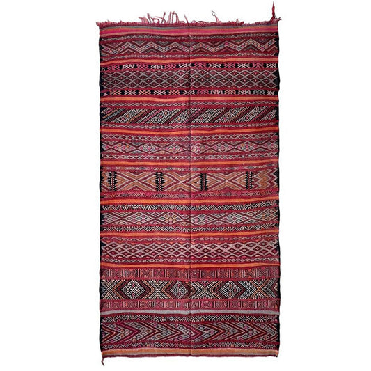 Moroccan Kilim Berber Wool Rug 150 x 285 cm - Red