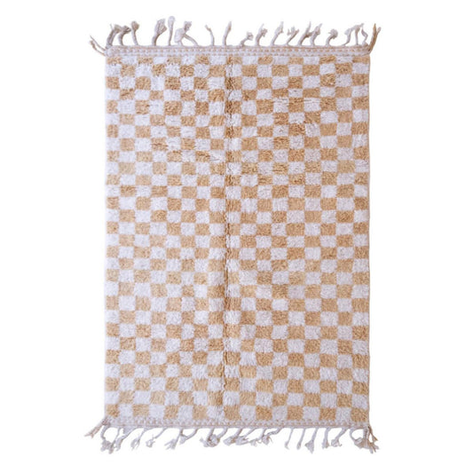 Checkered Berber Wool Rug 164 x 251 cm - Nude