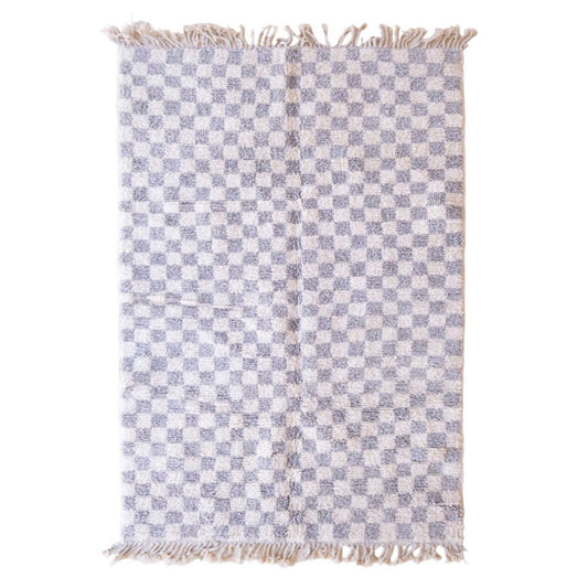 Checkered Berber Wool Rug 160 x 240 cm - Gray