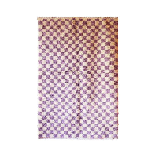 Checkered Berber Wool Rug 175 x 268 cm - Lilac